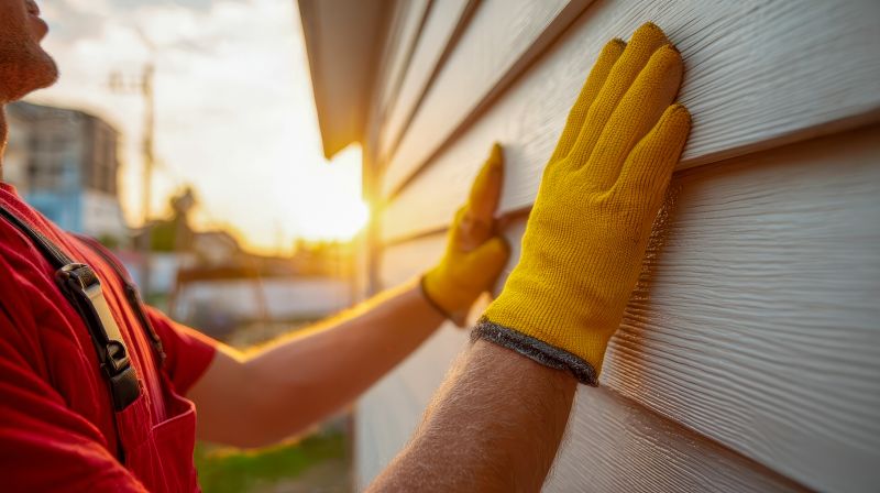 Siding contractor inspecting the work
